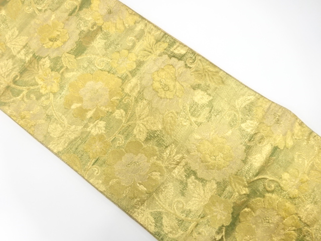 JAPANESE KIMONO / ANTIQUE FUKURO OBI / SILK / SAGANISHIKI / WOVEN PEONY & ARABESQUE